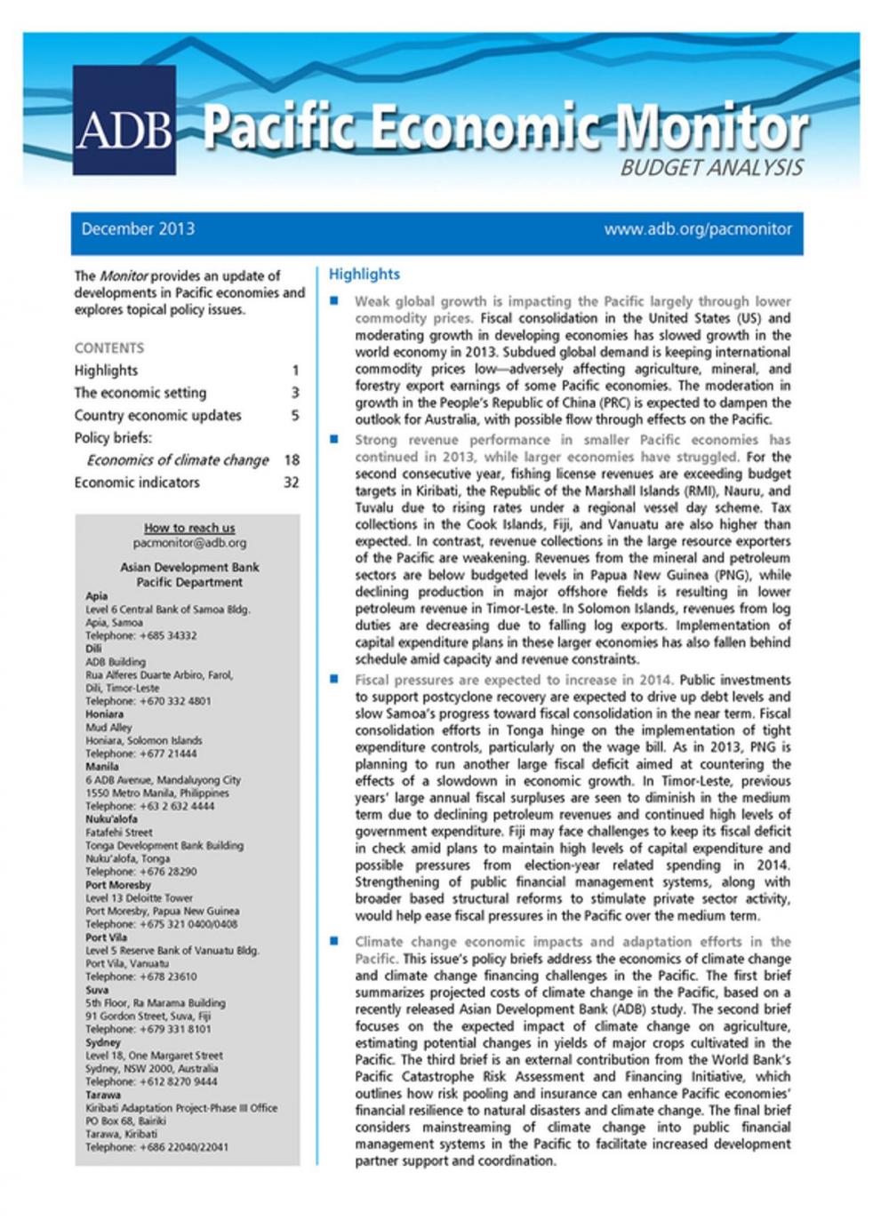 Big bigCover of Pacific Economic Monitor December 2013