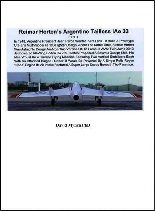Cover of the book Reimar Horten’s Argentine Tailless IAe 33 Part 1 by David Myhra, David Myhra