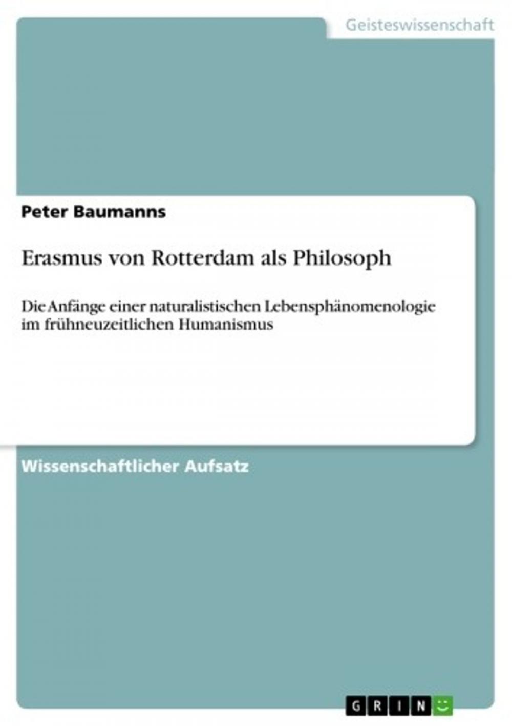 Big bigCover of Erasmus von Rotterdam als Philosoph