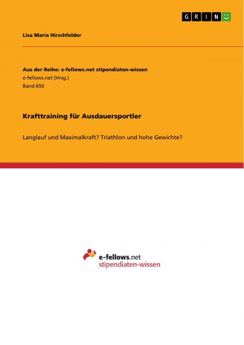 Cover of the book Krafttraining für Ausdauersportler by Lisa Maria Hirschfelder, GRIN Verlag