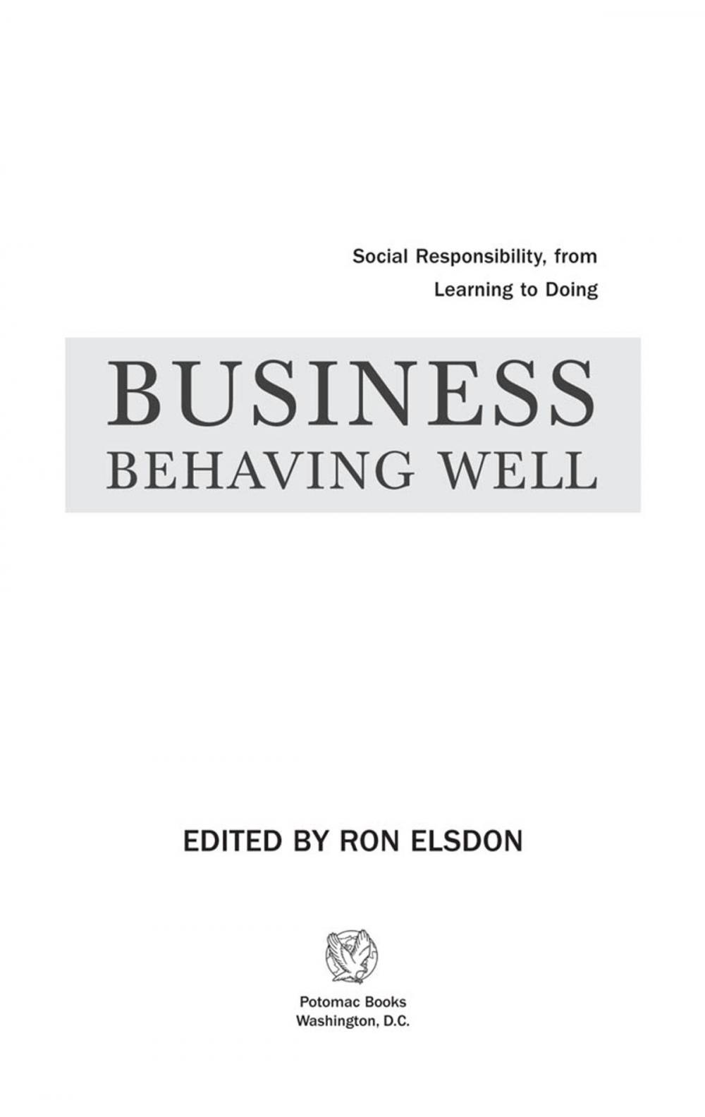 Big bigCover of Business Behaving Well