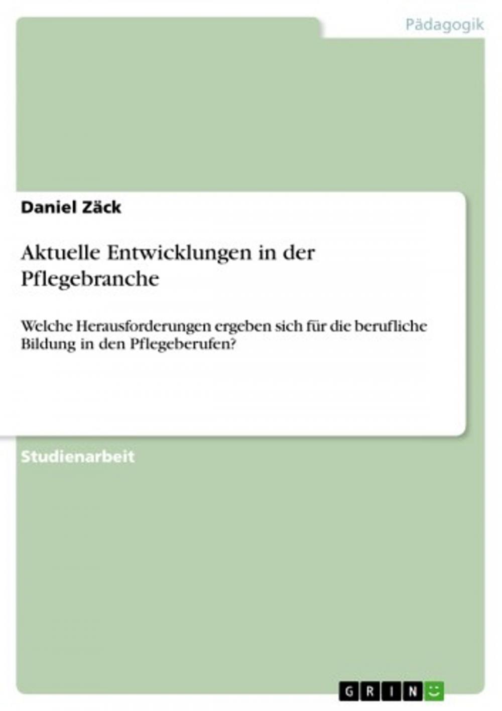 Big bigCover of Aktuelle Entwicklungen in der Pflegebranche