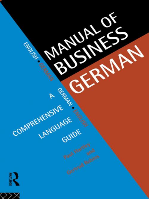 Cover of the book Manual of Business German by Paul Hartley, Gertrud Robins, Taylor and Francis