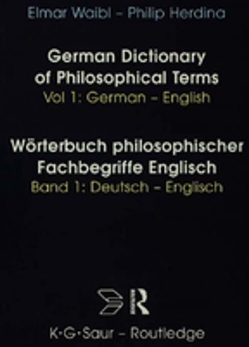 Cover of the book Dict Philos Terms Germ-Eng V1 by , Taylor and Francis