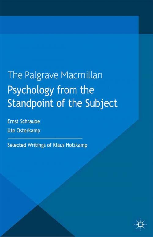 Cover of the book Psychology from the Standpoint of the Subject by Klaus Holzkamp, Andrew Boreham, Tod Sloan, Palgrave Macmillan UK