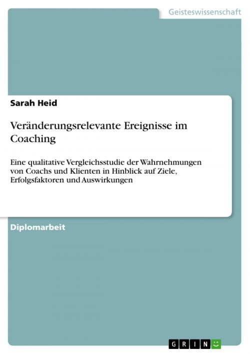 Cover of the book Veränderungsrelevante Ereignisse im Coaching by Sarah Heid, GRIN Verlag