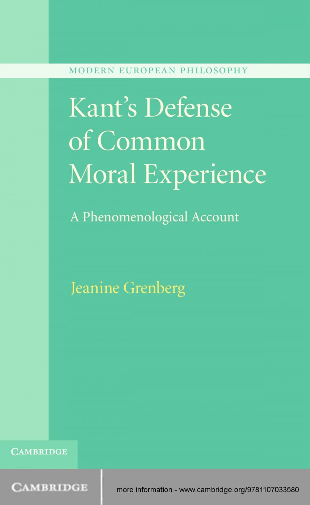 Big bigCover of Kant's Defense of Common Moral Experience