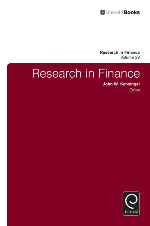 Cover of the book Research in Finance by John W. Kensinger, Emerald Group Publishing Limited