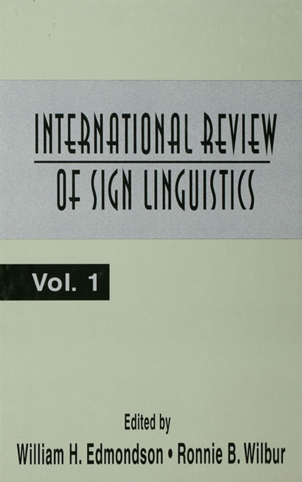 Big bigCover of International Review of Sign Linguistics