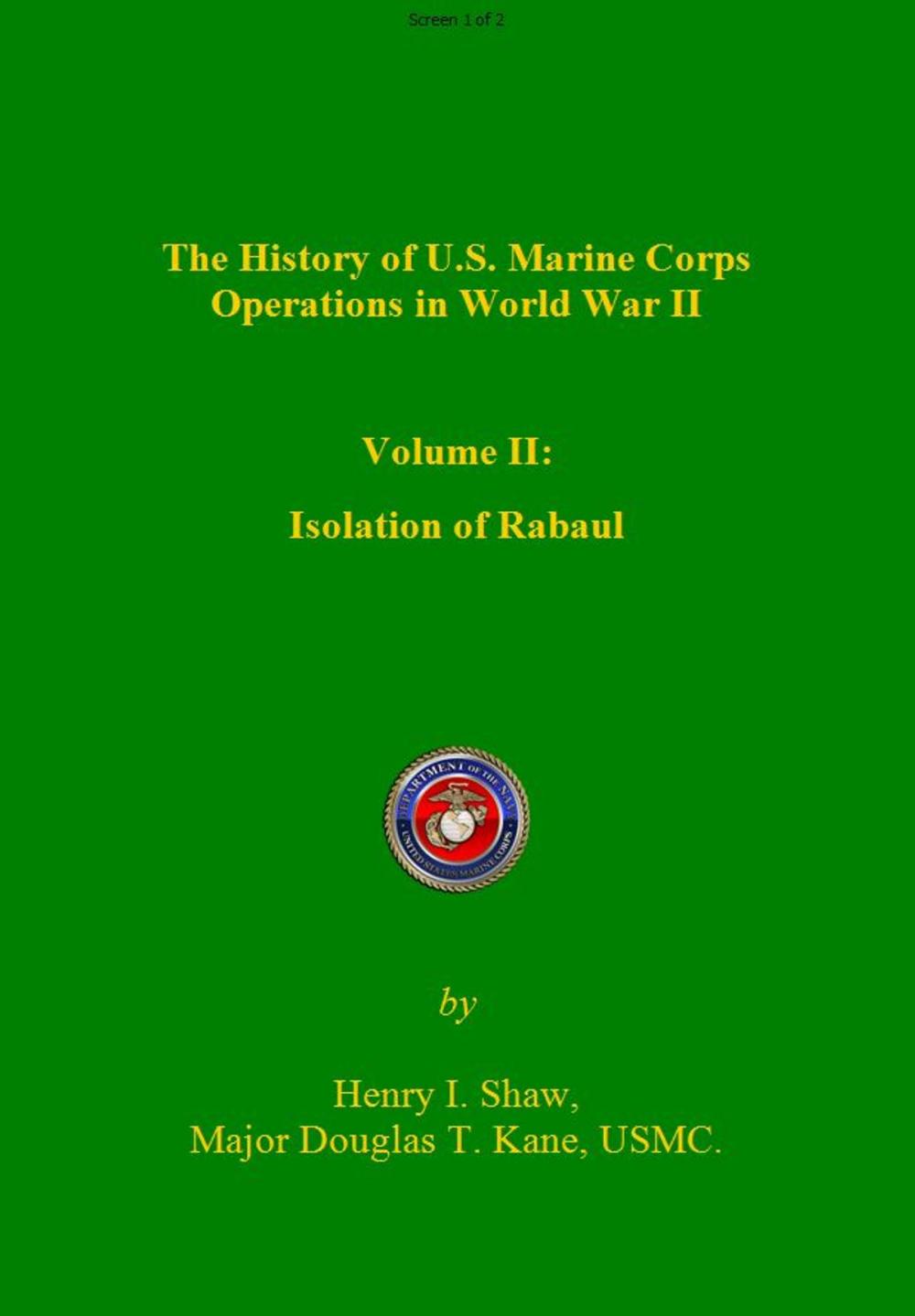 Big bigCover of The History of US Marine Corps Operation in WWII Volume II: The Isolation of Rabual