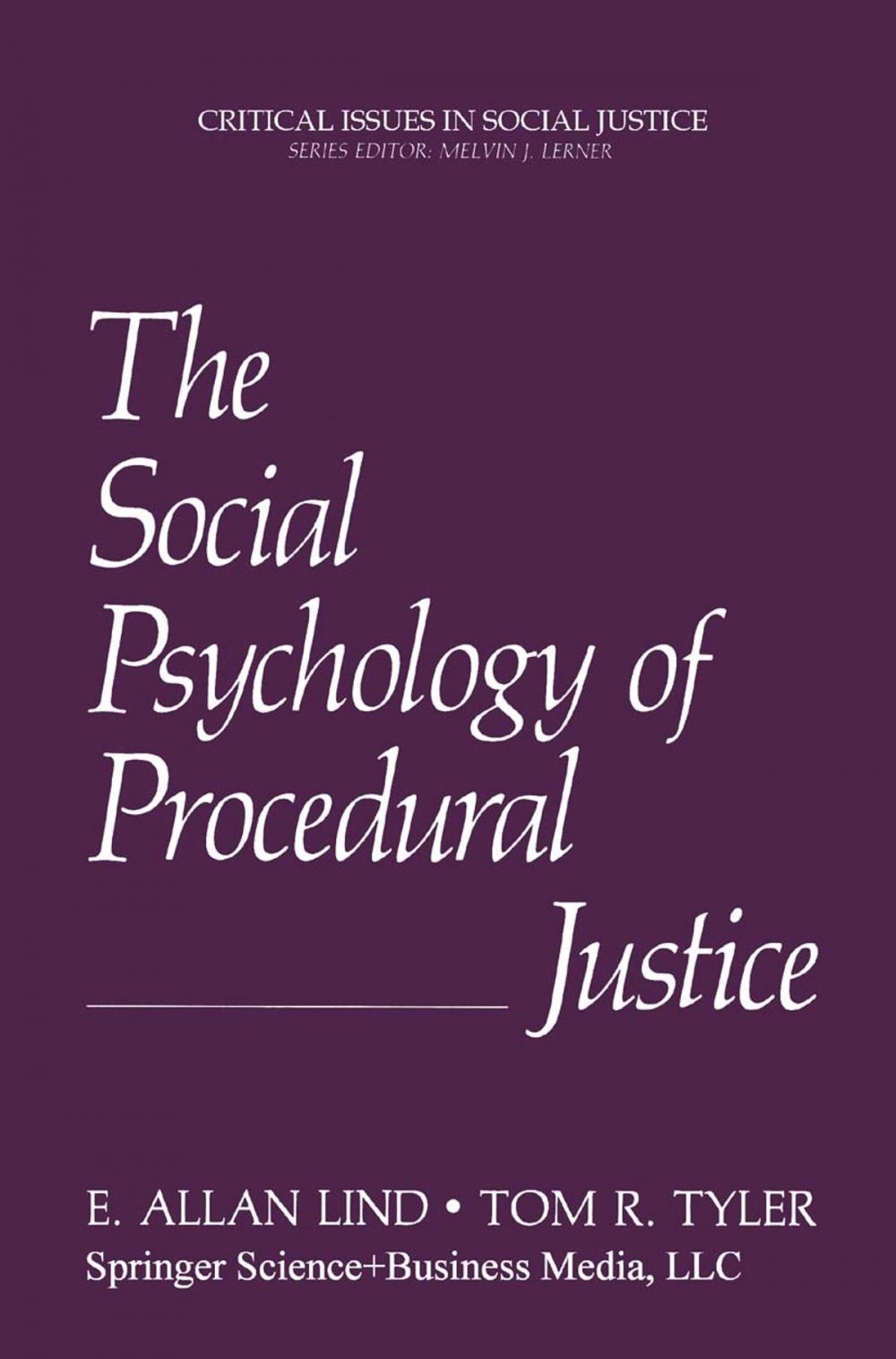 Big bigCover of The Social Psychology of Procedural Justice