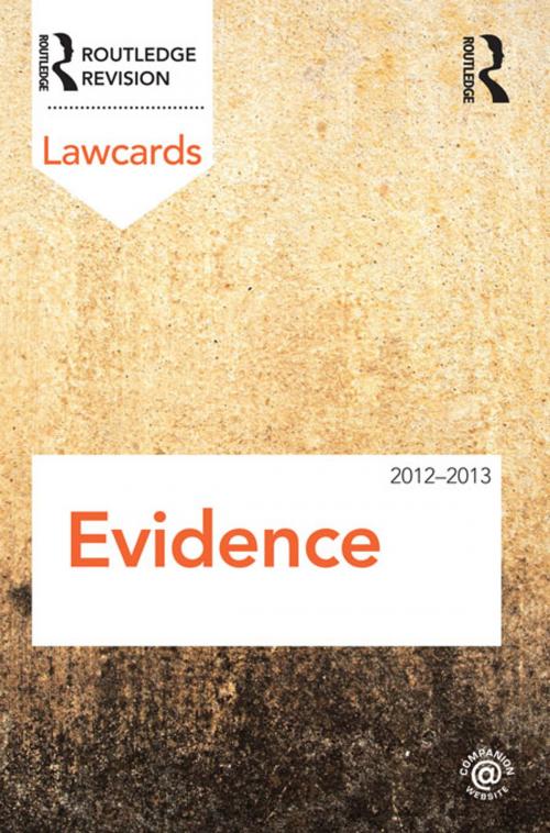 Cover of the book Evidence Lawcards 2012-2013 by Routledge, Taylor and Francis