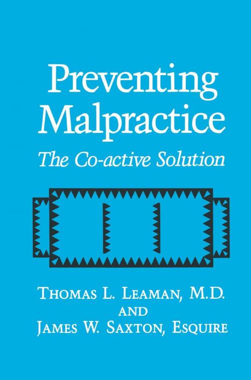 Cover of the book Preventing Malpractice by T.L. Leaman, J.W. Saxton, Springer US