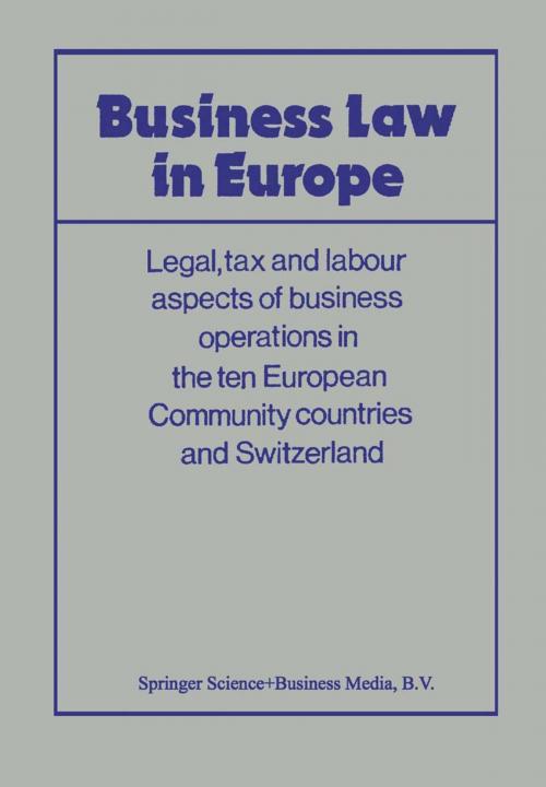 Cover of the book Business Law in Europe by Association Europpeene D'etudes Juridiques et Fisc, Springer Netherlands