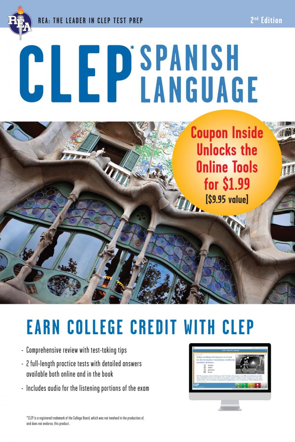 Big bigCover of CLEP Spanish Language Book + Online