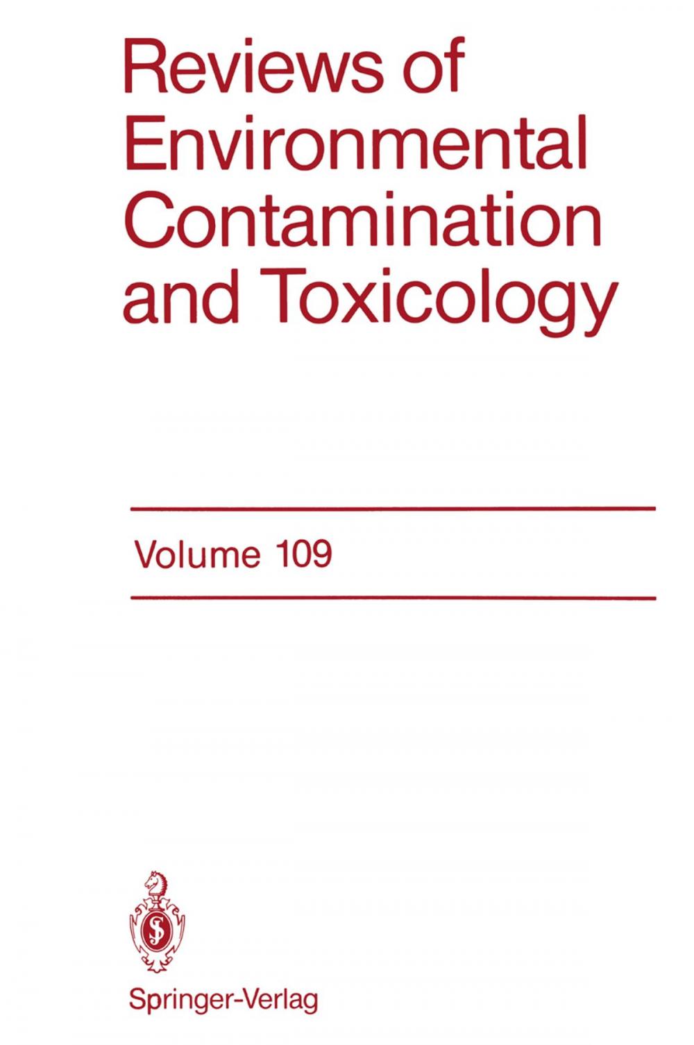 Big bigCover of Reviews of Environmental Contamination and Toxicology