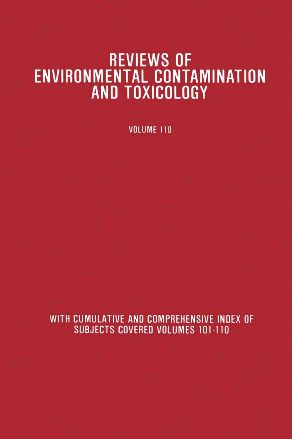 Big bigCover of Reviews of Environmental Contamination and Toxicology