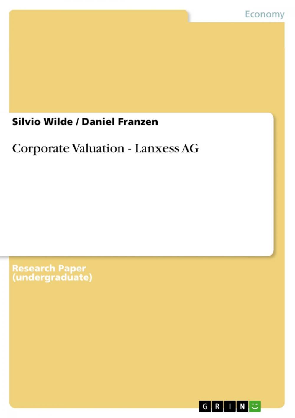 Big bigCover of Corporate Valuation - Lanxess AG