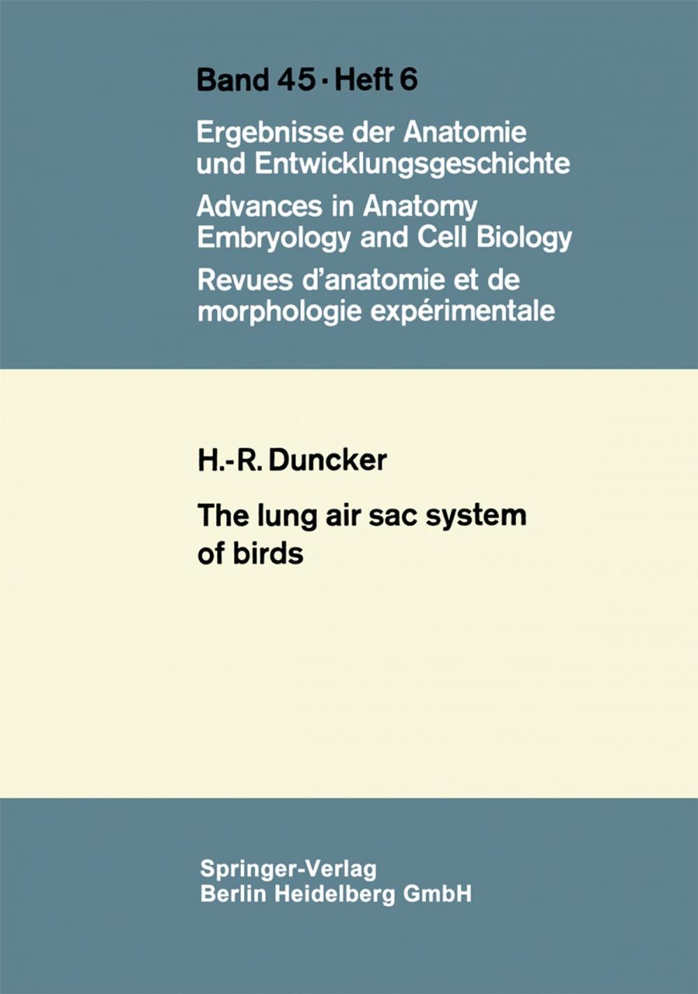 Big bigCover of The Lung Air Sac System of Birds