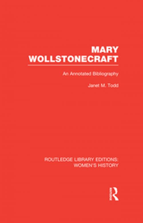 Cover of the book Mary Wollstonecraft by Janet Todd, Taylor and Francis