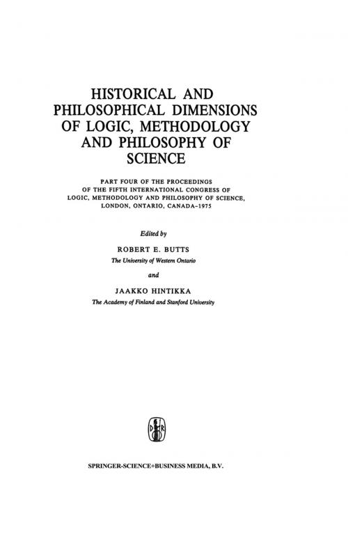 Cover of the book Historical and Philosophical Dimensions of Logic, Methodology and Philosophy of Science by , Springer Netherlands