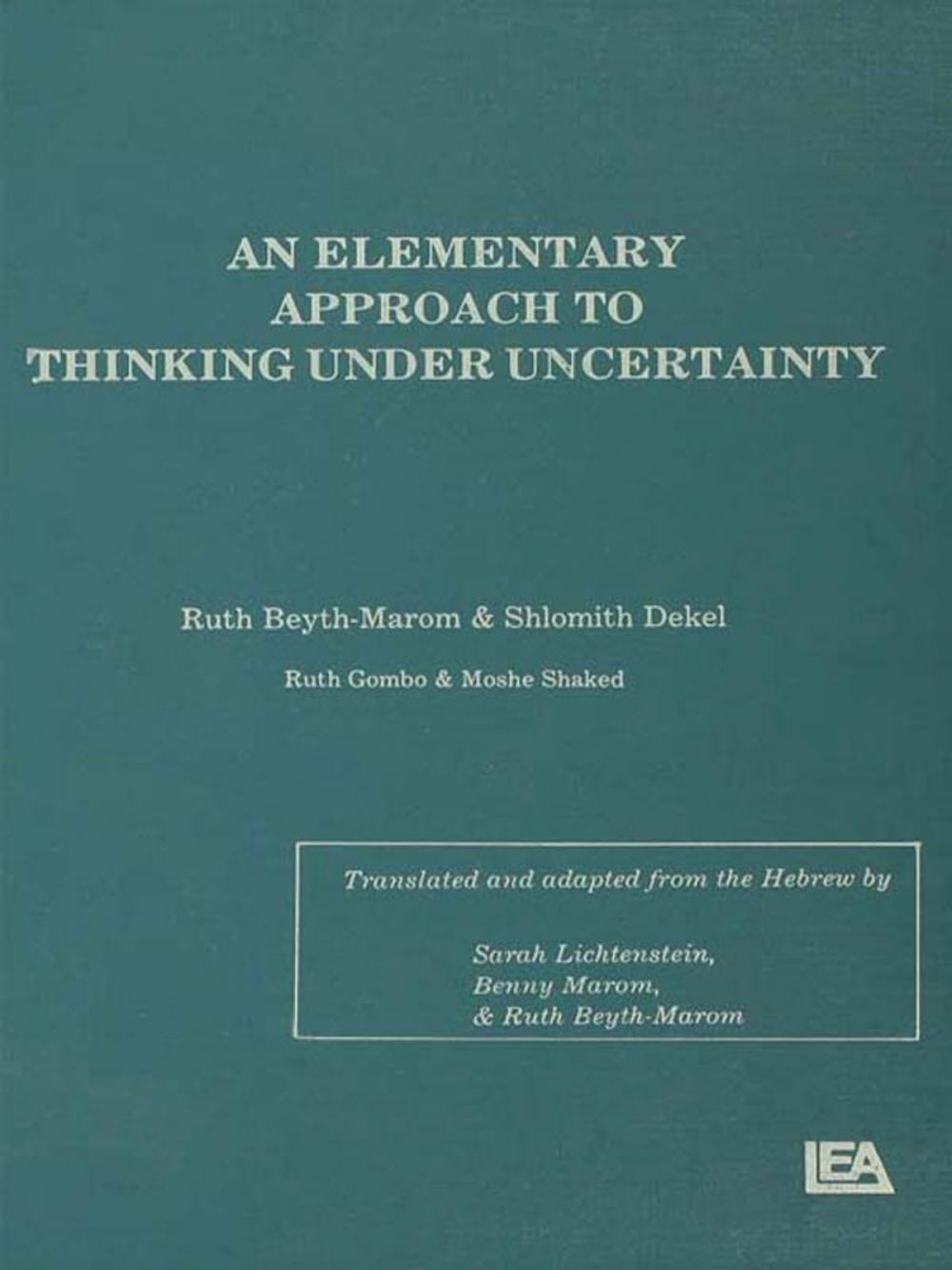 Big bigCover of An Elementary Approach To Thinking Under Uncertainty