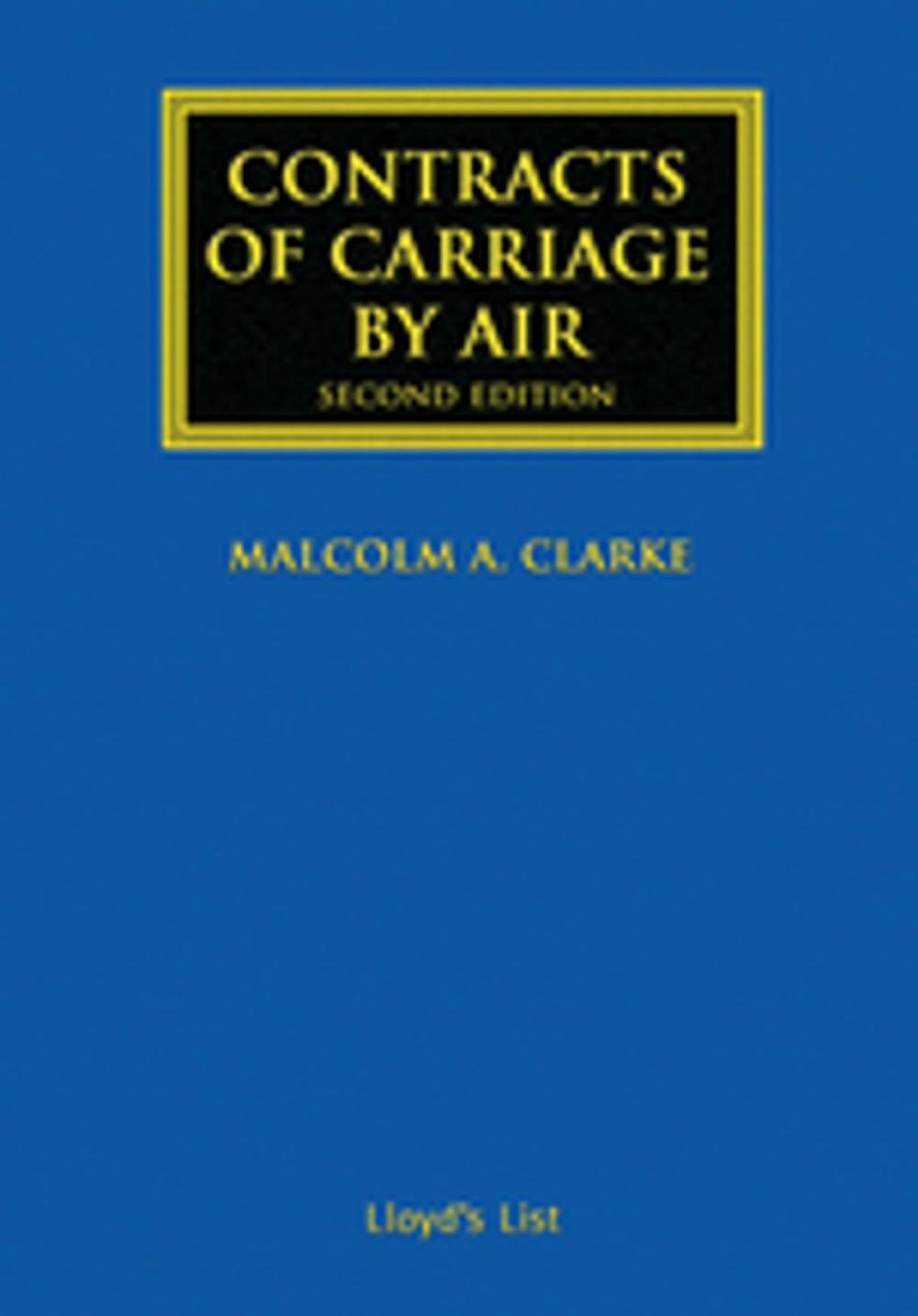 Big bigCover of Contracts of Carriage by Air