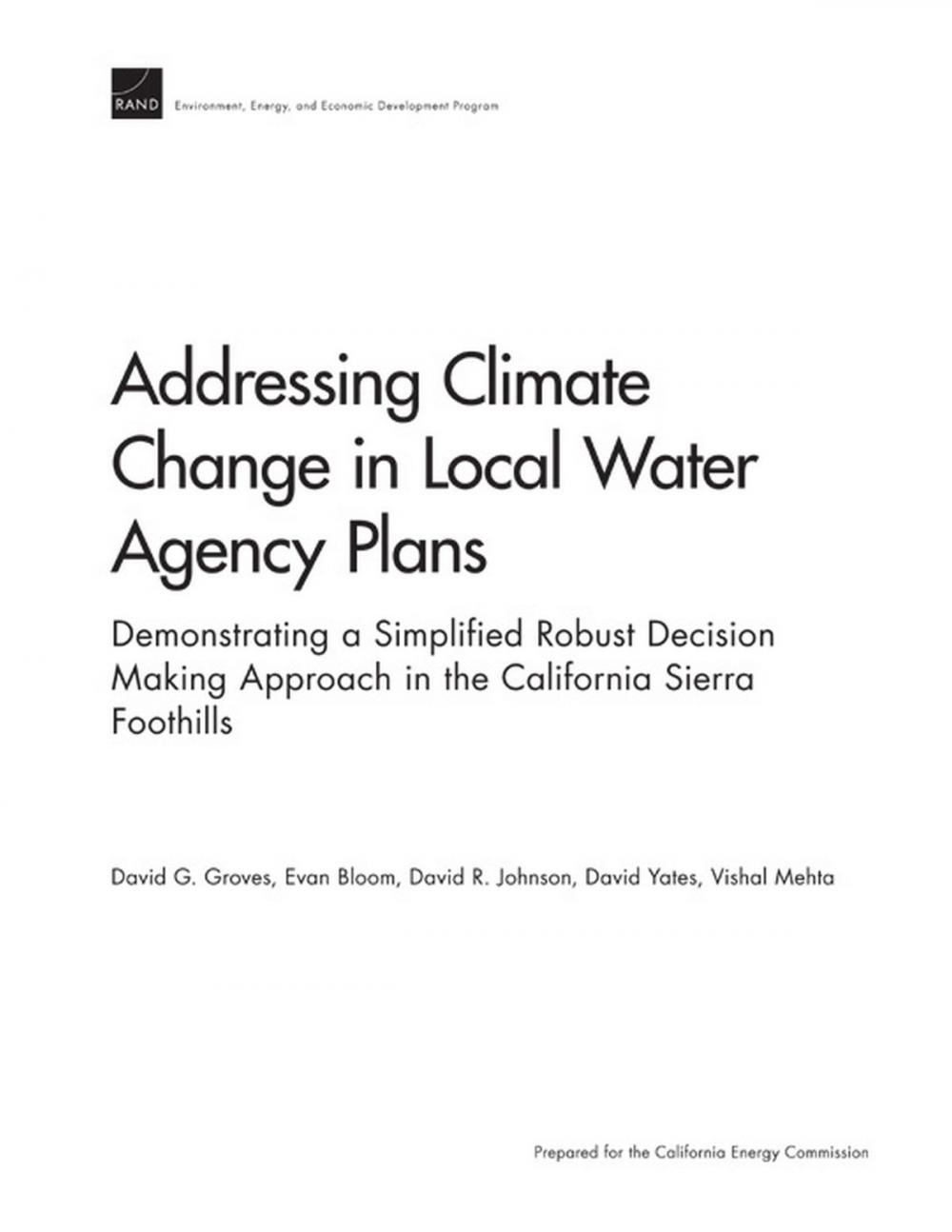 Big bigCover of Addressing Climate Change in Local Water Agency Plans