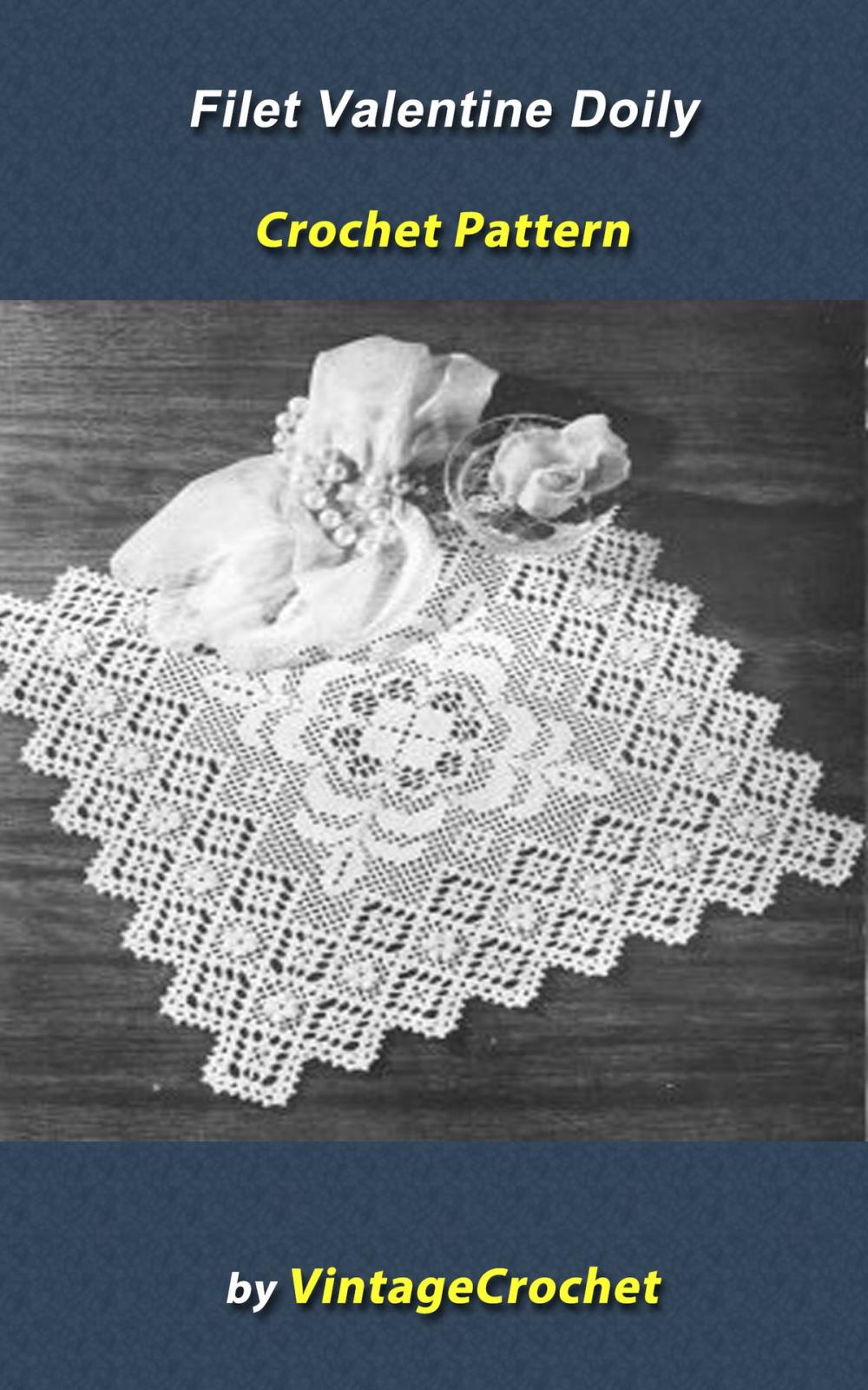 Big bigCover of Filet Valentine Doily Vintage Crochet Pattern