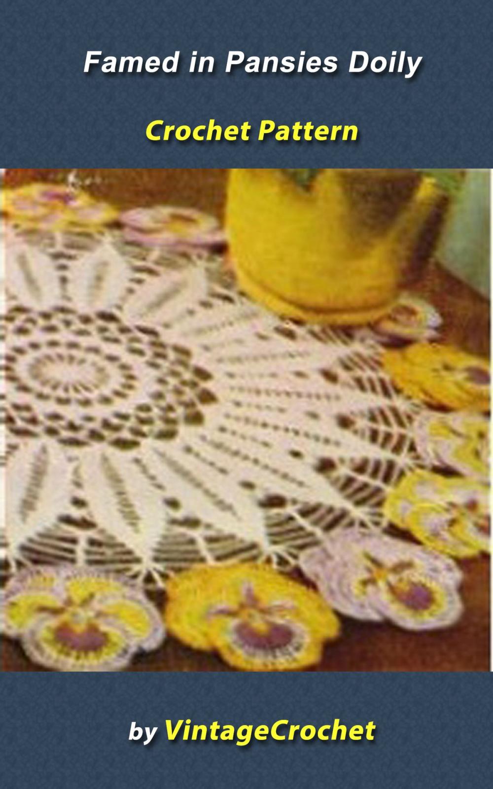 Big bigCover of Framed in Pansies Dragon Doily Vintage Crochet Pattern