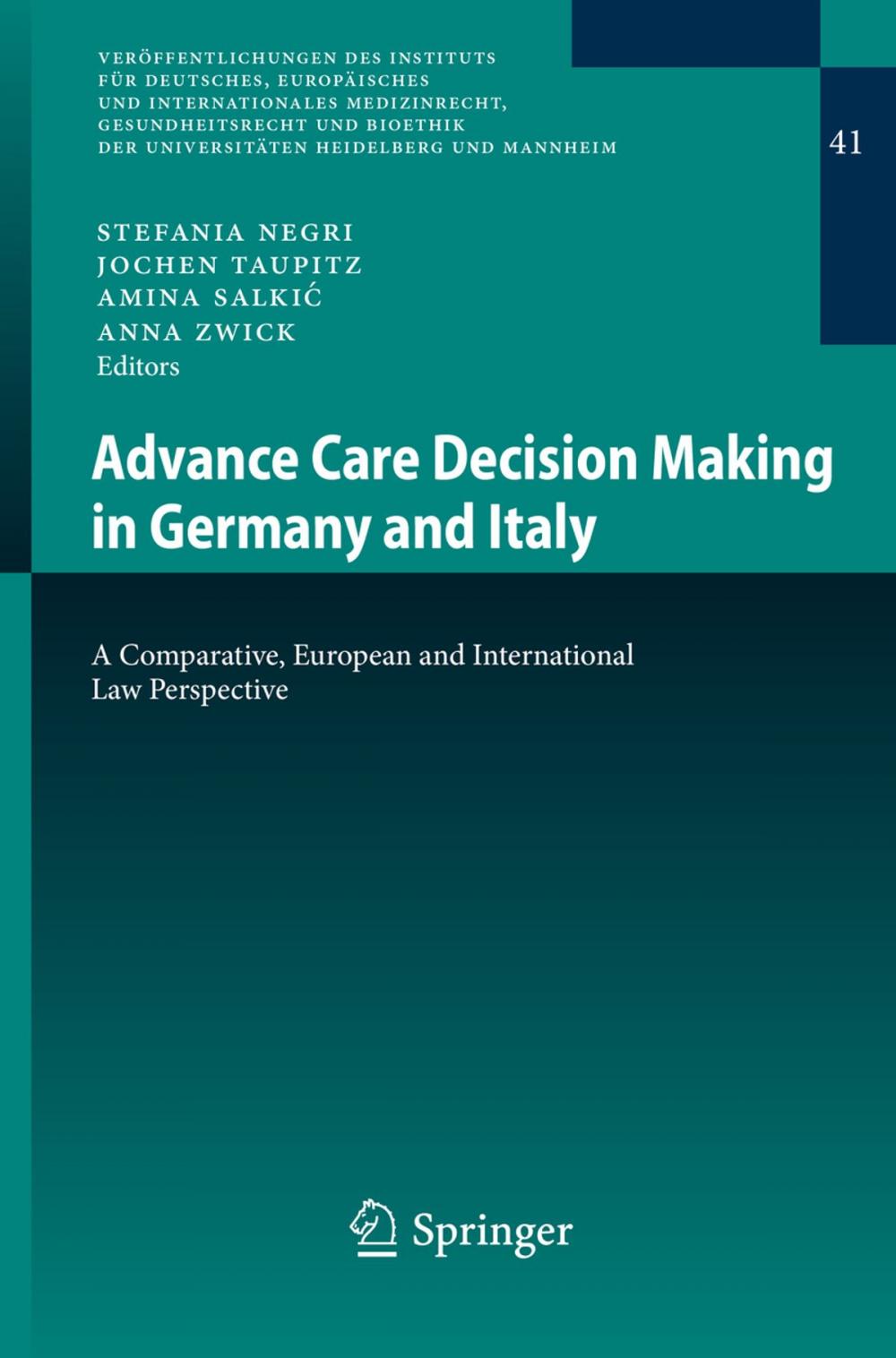 Big bigCover of Advance Care Decision Making in Germany and Italy