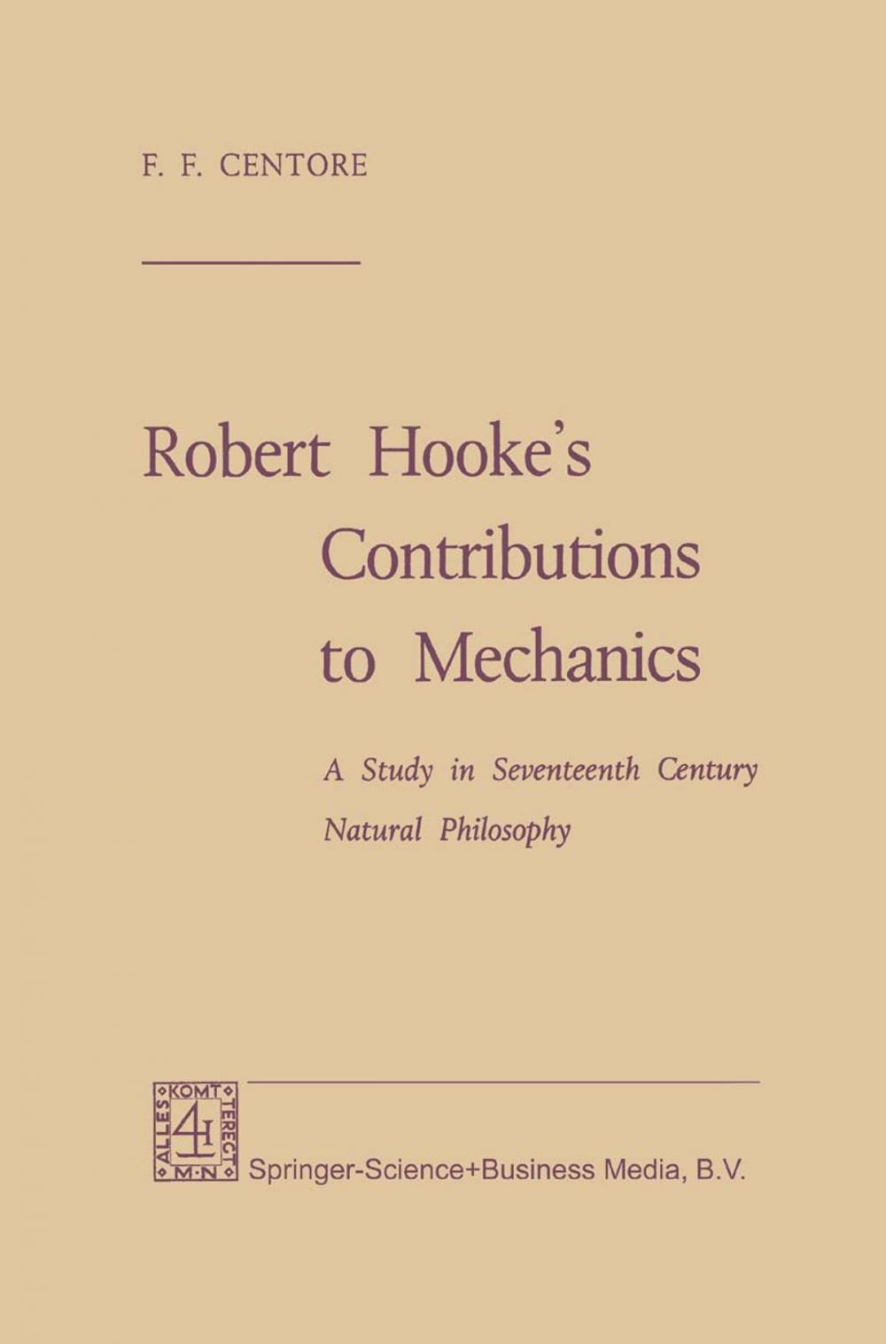 Big bigCover of Robert Hooke’s Contributions to Mechanics