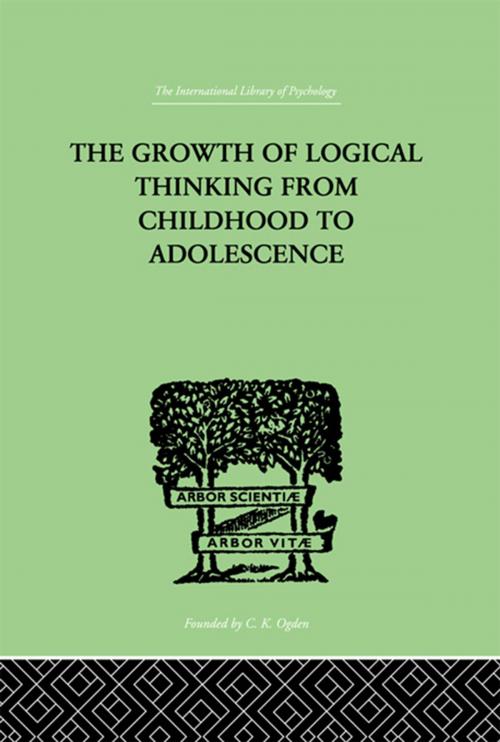 Cover of the book The Growth Of Logical Thinking From Childhood To Adolescence by Piaget, Jean & Inhelder, Brbel, Taylor and Francis