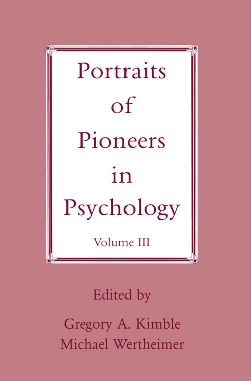 Cover of the book Portraits of Pioneers in Psychology by , Taylor and Francis