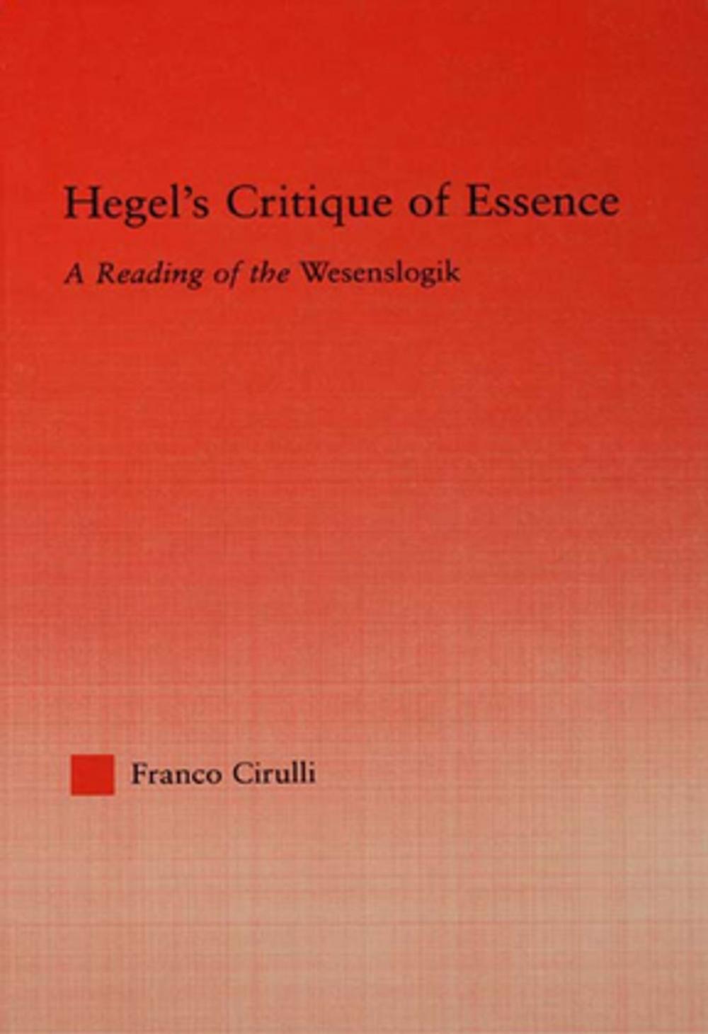 Big bigCover of Hegel's Critique of Essence