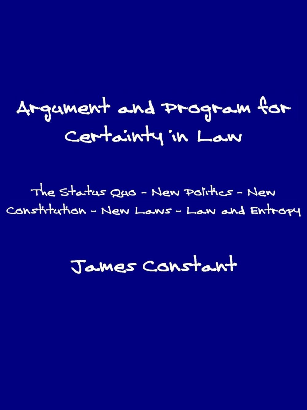 Big bigCover of Argument and Program for Certainty in Law