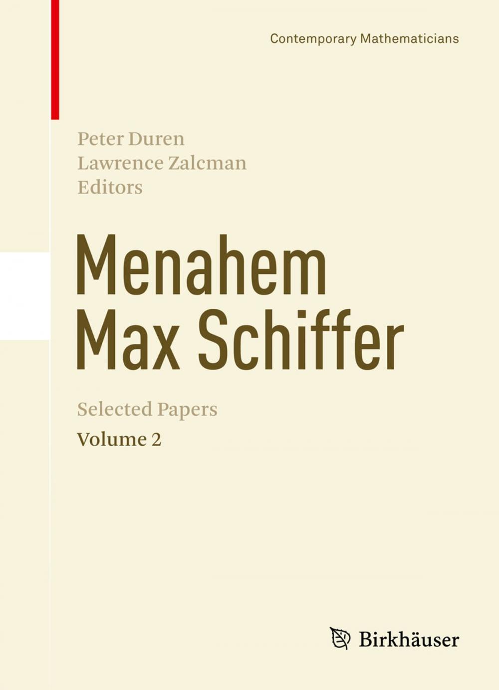 Big bigCover of Menahem Max Schiffer: Selected Papers Volume 2