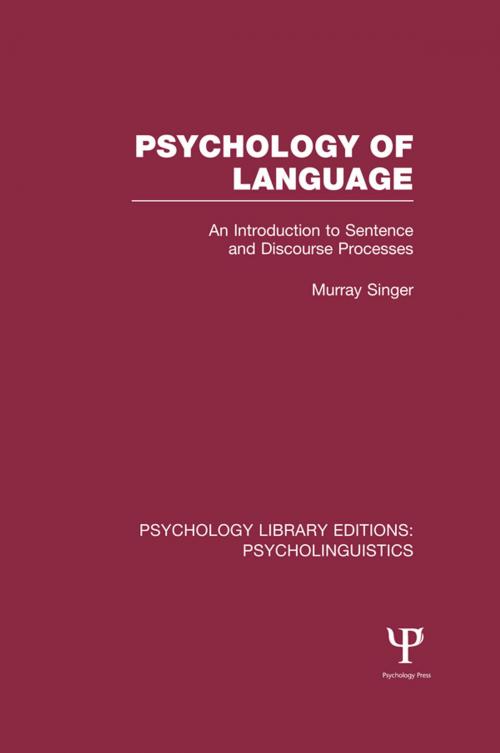 Cover of the book Psychology of Language (PLE: Psycholinguistics) by Murray Singer, Taylor and Francis