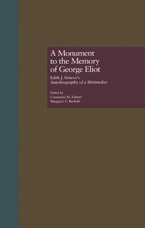 Cover of the book A Monument to the Memory of George Eliot by , Taylor and Francis