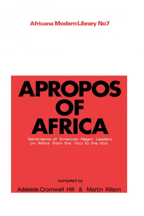 Cover of the book Apropos of Africa by Martin Kilson, A.Cromwell Hill, Taylor and Francis