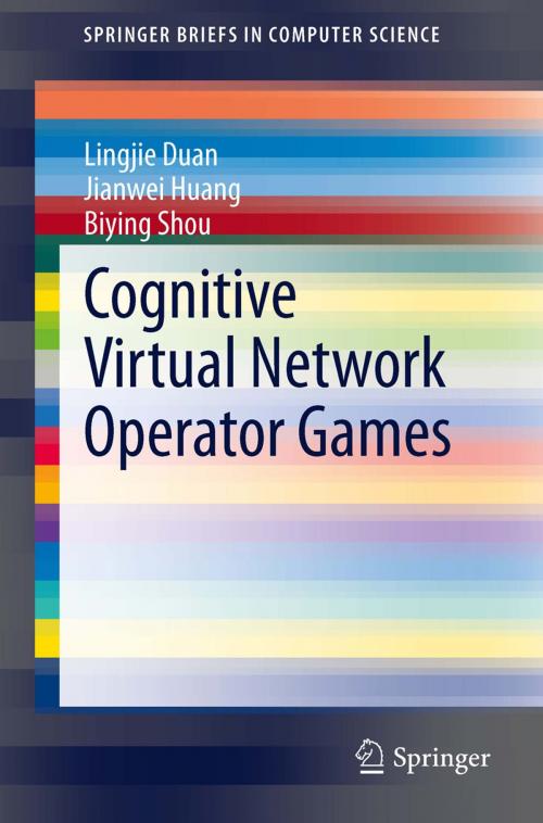 Cover of the book Cognitive Virtual Network Operator Games by Lingjie Duan, Jianwei Huang, Biying Shou, Springer New York