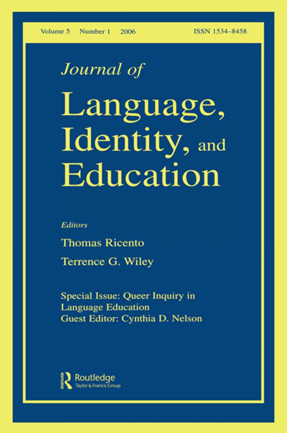 Big bigCover of Queer Inquiry In Language Education Jlie V5#1