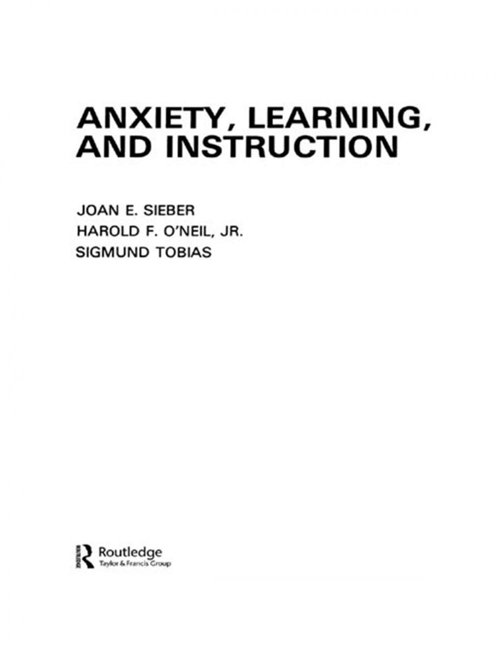 Big bigCover of Anxiety, Learning, and Instruction