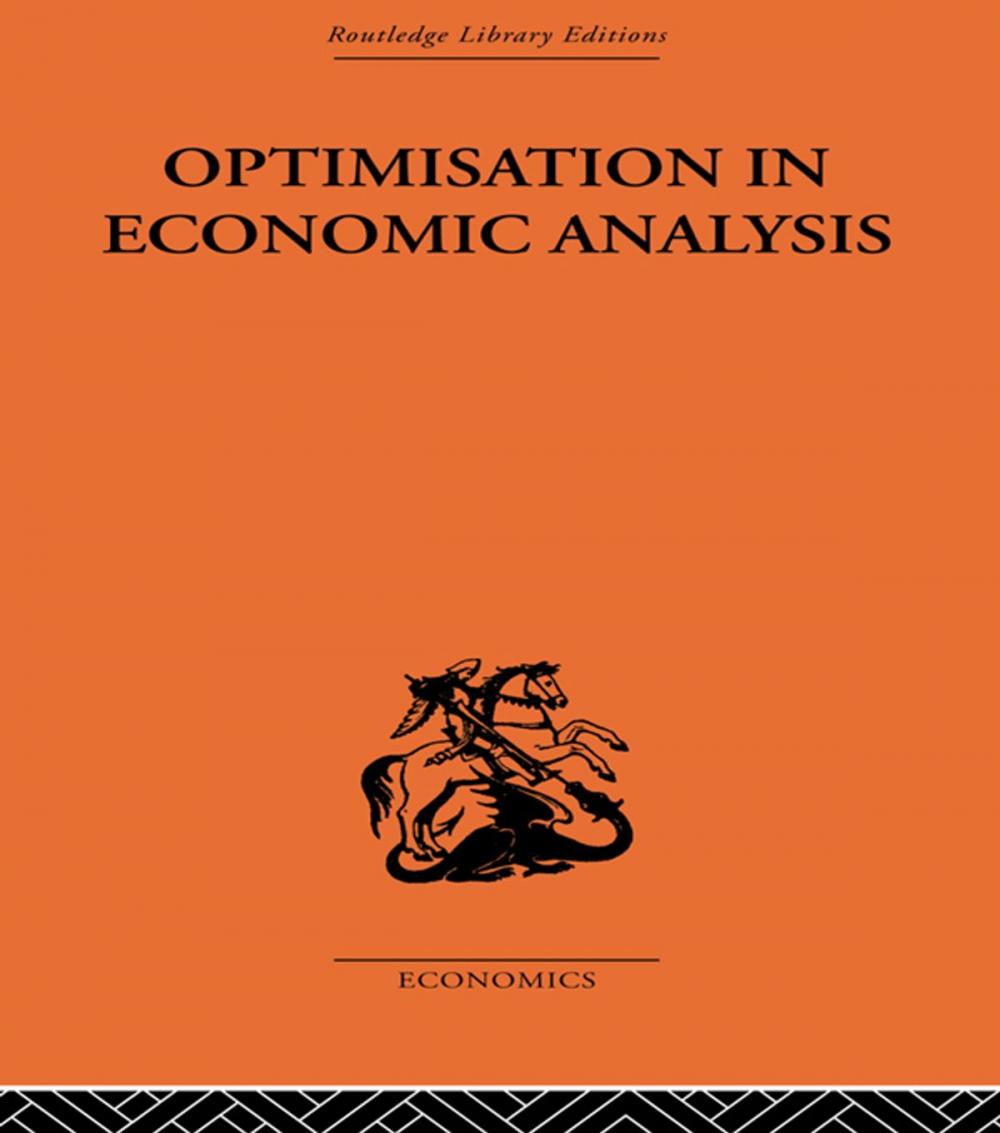 Big bigCover of Optimisation in Economic Analysis