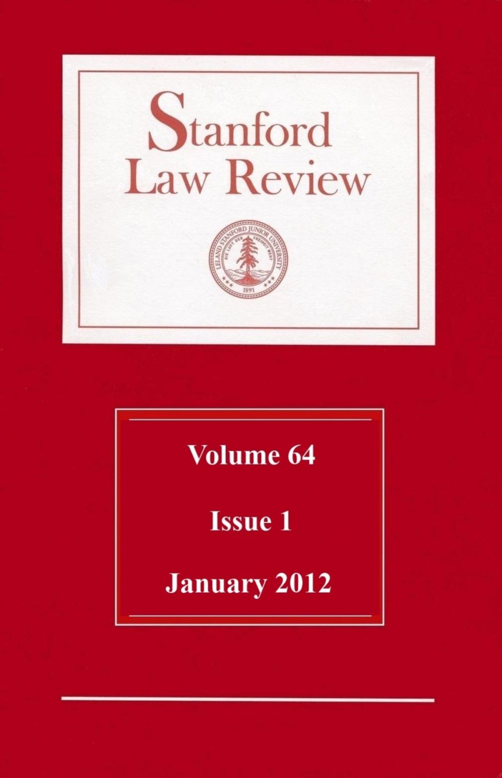 Big bigCover of Stanford Law Review: Volume 64, Issue 1 - January 2012