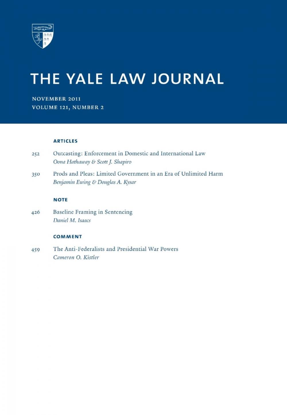 Big bigCover of Yale Law Journal: Volume 121, Number 2 - November 2011