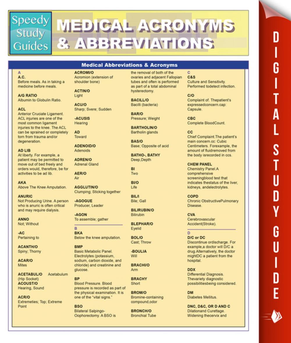 Big bigCover of Medical Abbreviations & Acronyms (Speedy Study Guides)