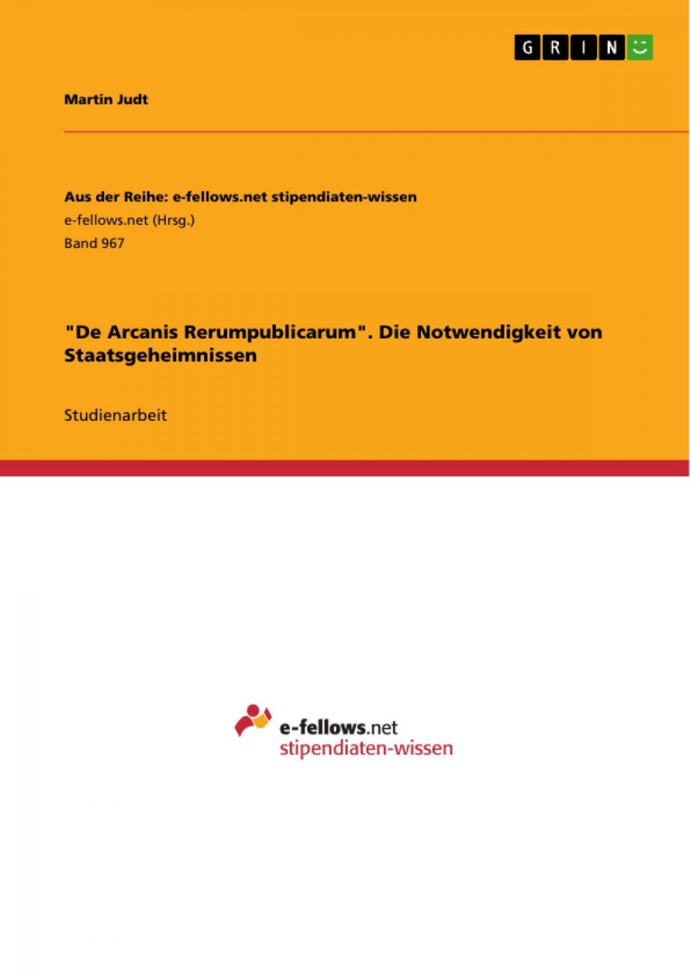 Big bigCover of 'De Arcanis Rerumpublicarum'. Die Notwendigkeit von Staatsgeheimnissen