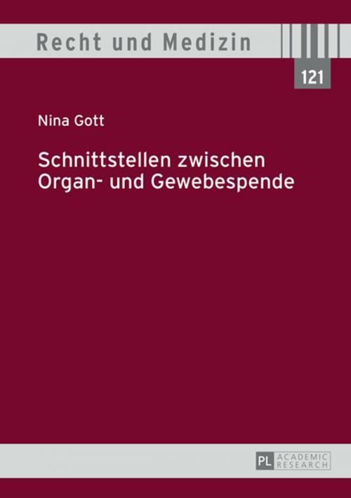 Cover of the book Schnittstellen zwischen Organ- und Gewebespende by Nina Gott, Peter Lang