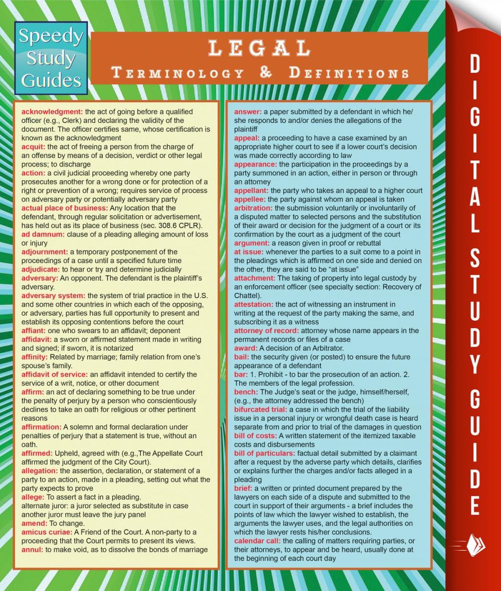 Big bigCover of Legal Terminology and Definitions (Speedy Study Guide)